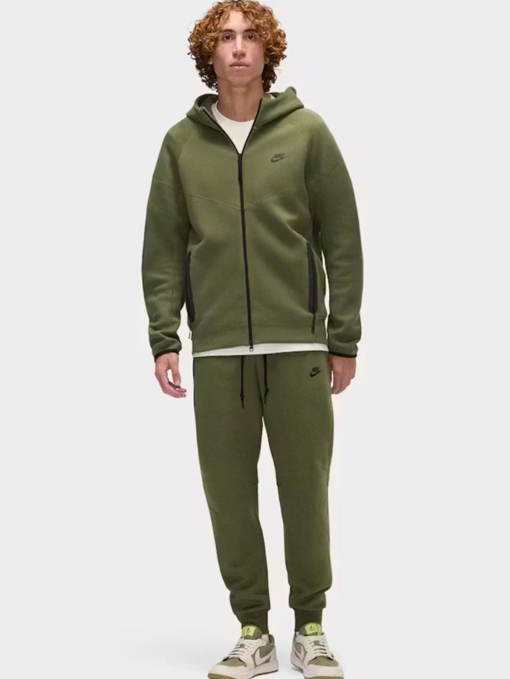 Nike Tech Fleece Olive Green Full-Zip Hoodie